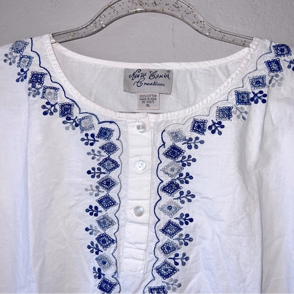 Nantu Famia 100% cotton blouse with embroidery Size XL - Picture 2 of 4